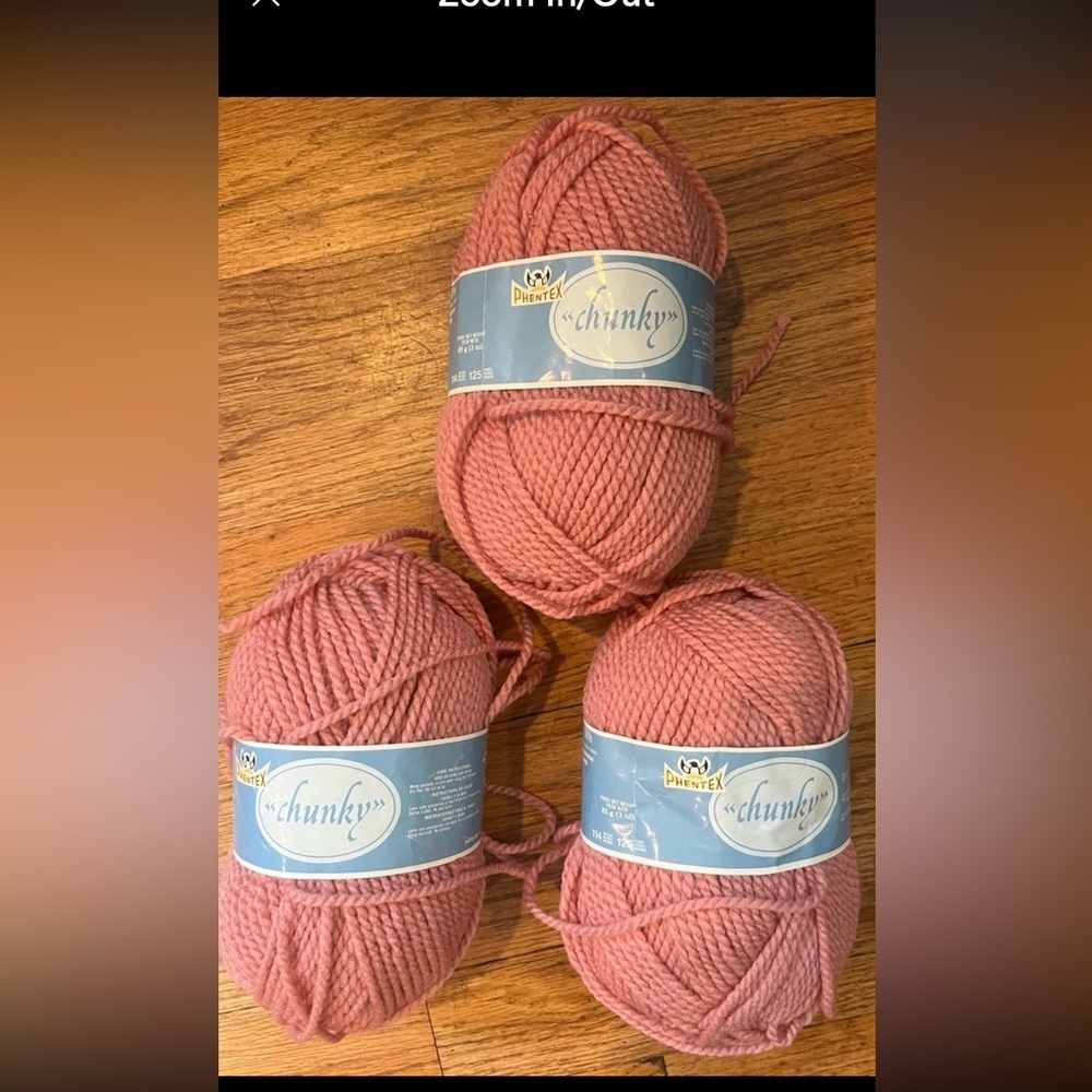 phentex Chunky Yarn in Pink 3 skeins 13 rose Marie acrylic